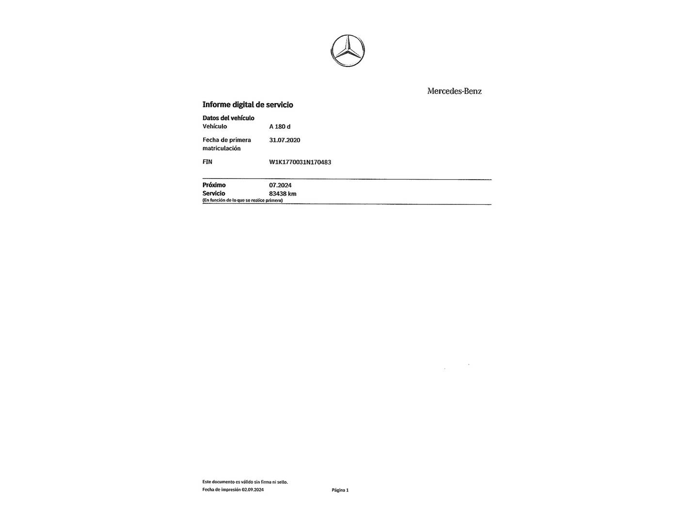 Foto del mantenimiento del Mercedes Clase A Mercedes Clase A 180 d (116 CV) Pack AMG