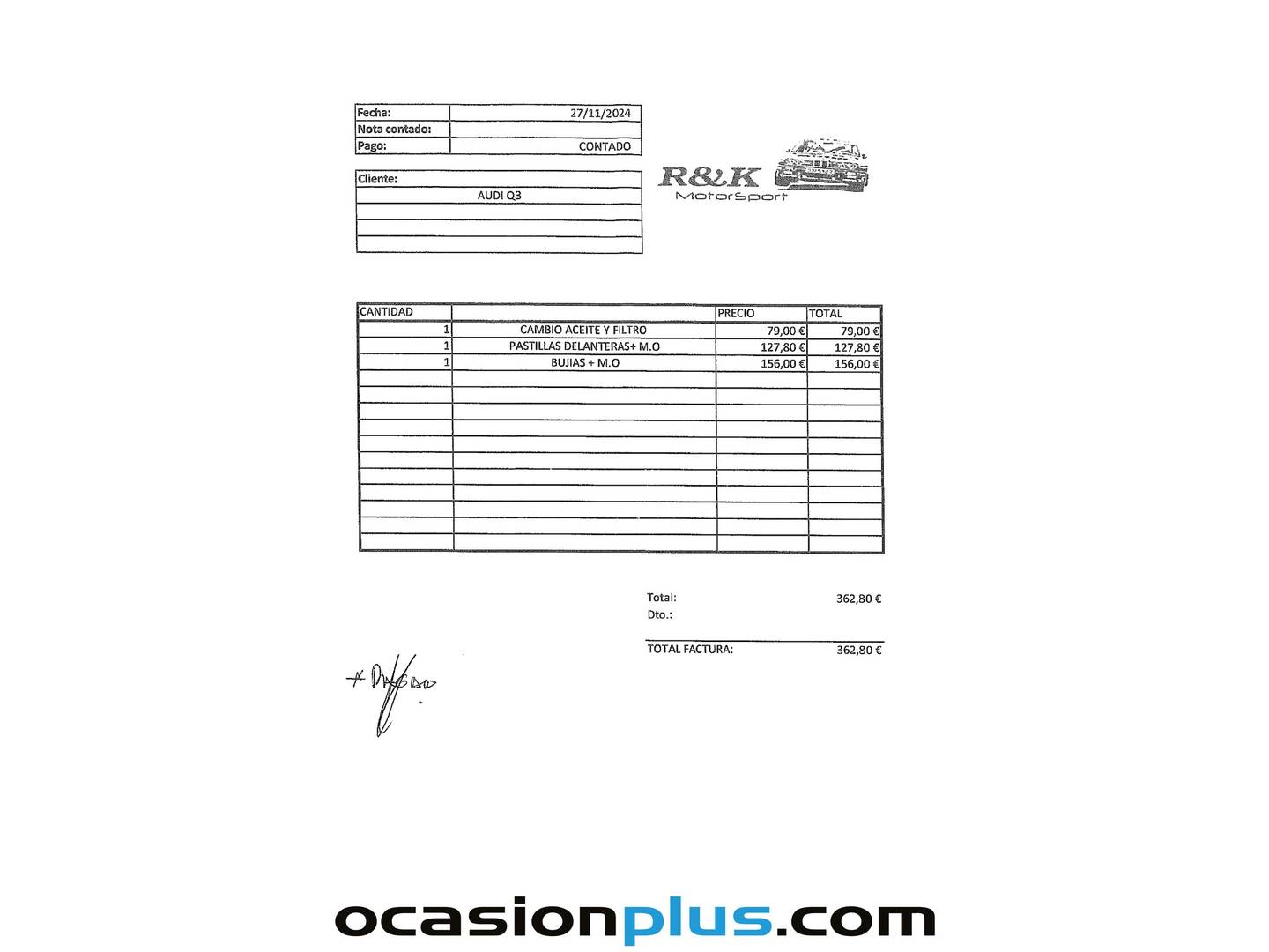 Foto del mantenimiento del Audi Q3 Audi Q3 sport edition 2.0 TFSI quattro (180 CV) S tronic