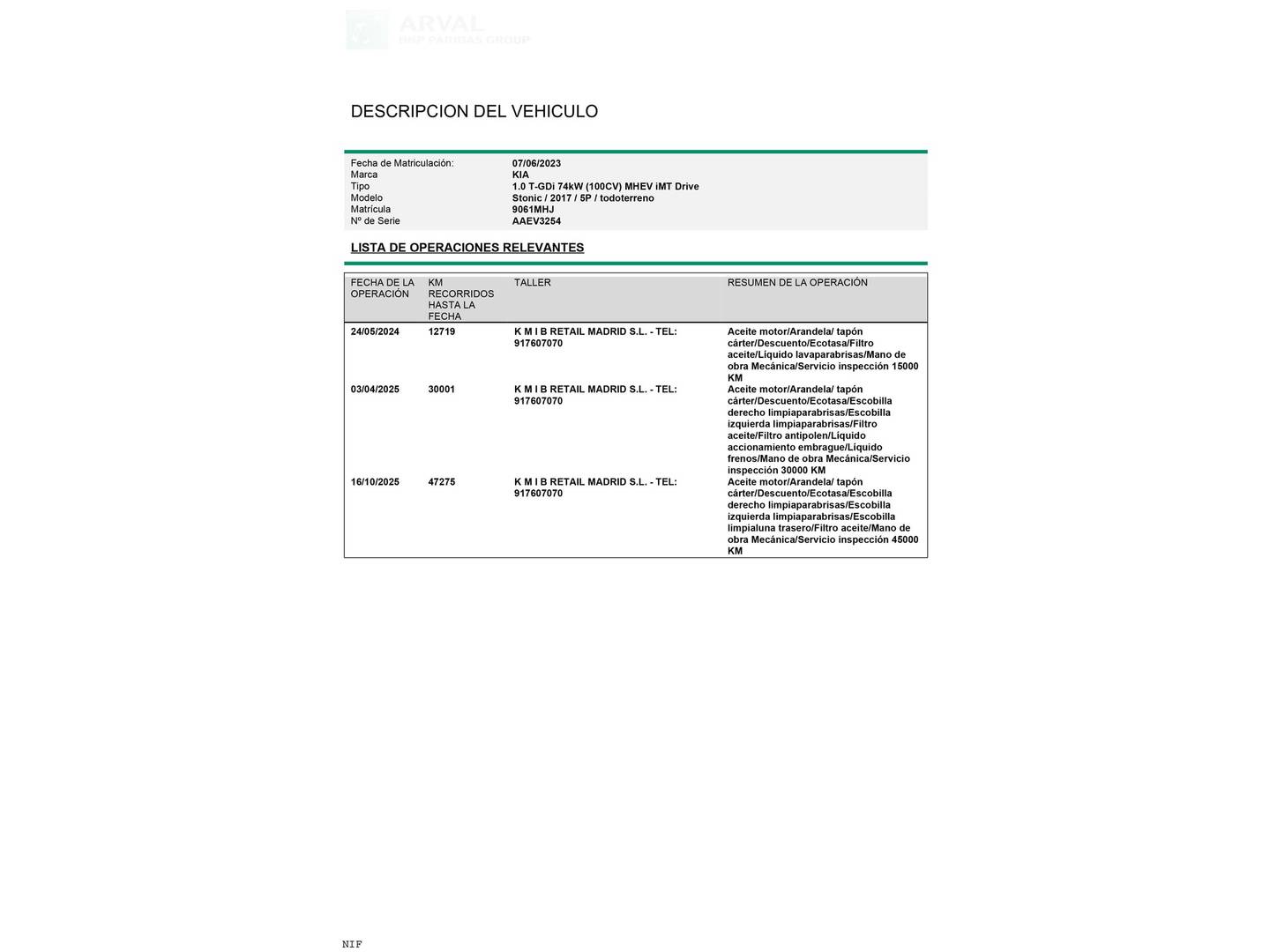 Foto del mantenimiento del KIA Stonic KIA Stonic 1.0 T-GDi MHEV Drive iMT (100 CV)