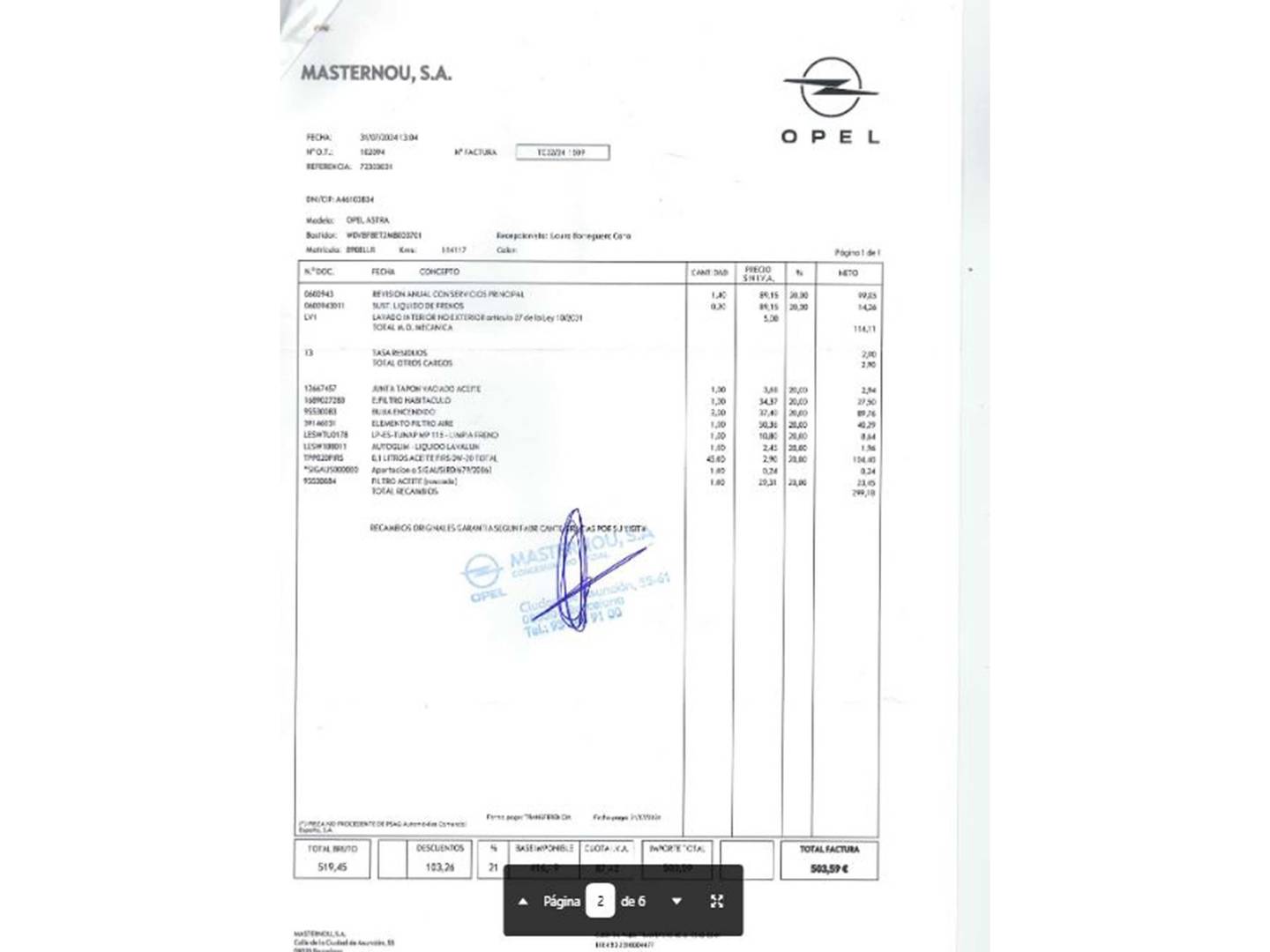 Foto del mantenimiento del Opel Astra Opel Astra 1.4T SHT S/S Business Elegance CVT (145 CV)