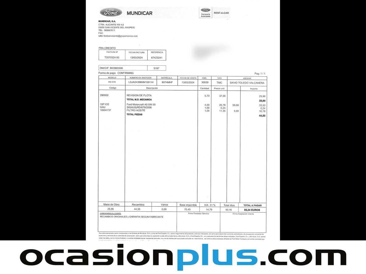 Foto del mantenimiento del MG eHS MG eHS 1.5 T-GDI PHEV Luxury (258 CV)