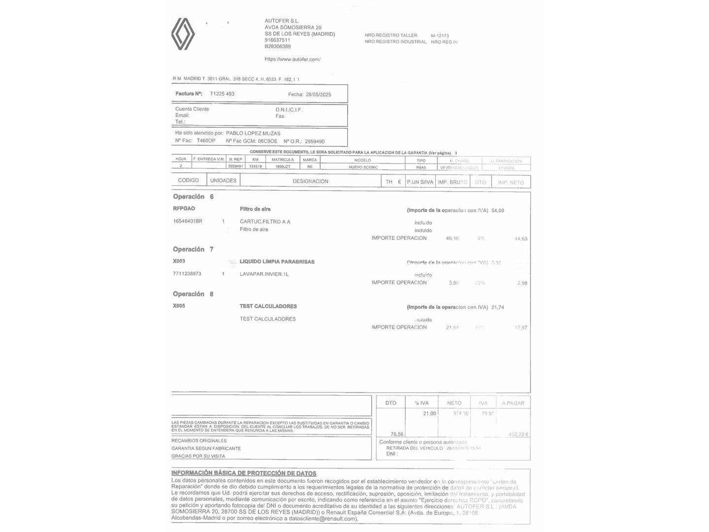 Foto del mantenimiento del Renault Grand Scénic Renault Grand Scenic dCi 160 Edition One EDC (160 CV) 7 Plazas