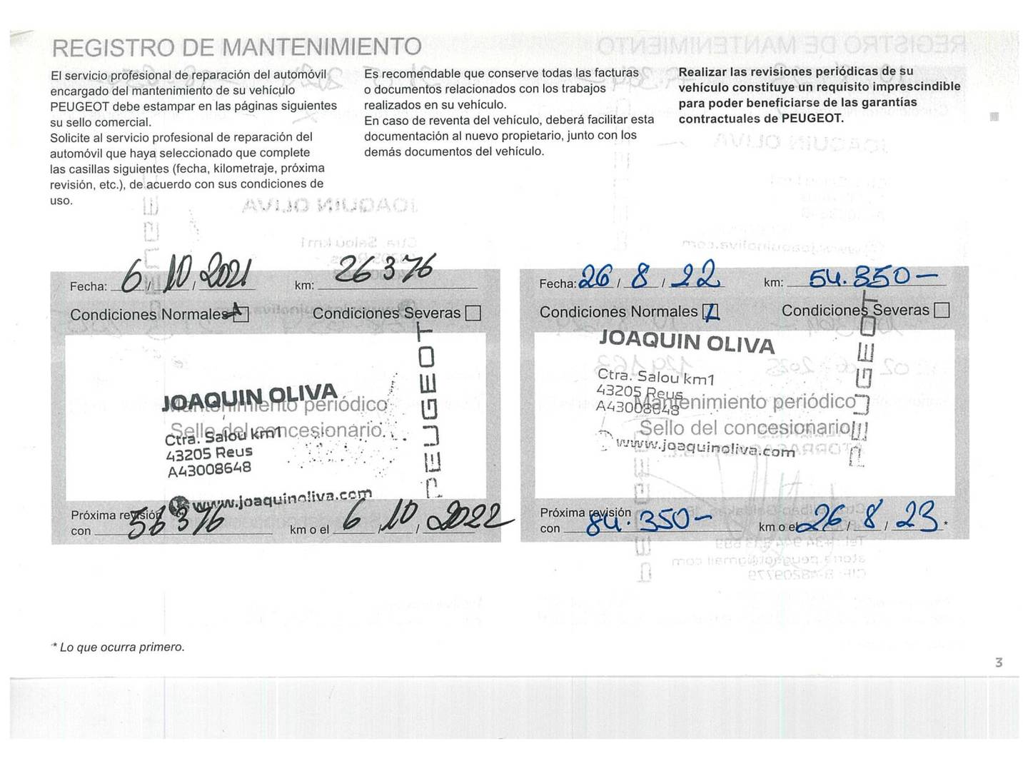 Foto del mantenimiento del Peugeot 3008 Peugeot 3008 BlueHDI 130 S&S GT Line (130 CV)