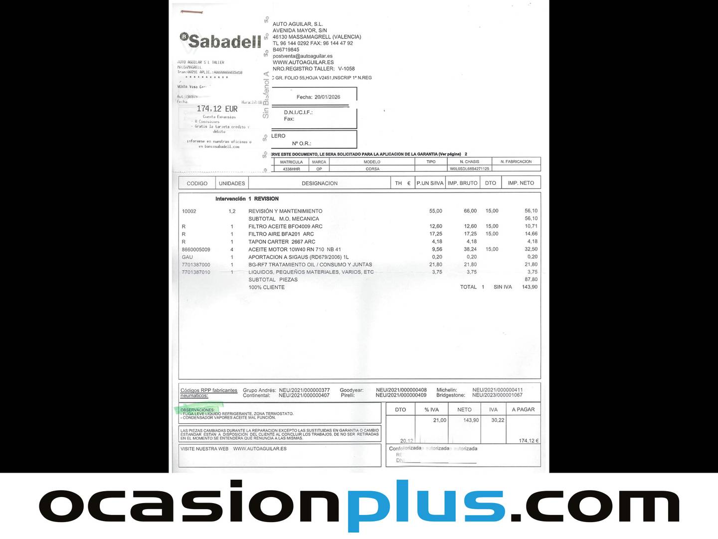 Foto del mantenimiento del Opel Corsa Opel Corsa 1.2 Essentia (85 CV)