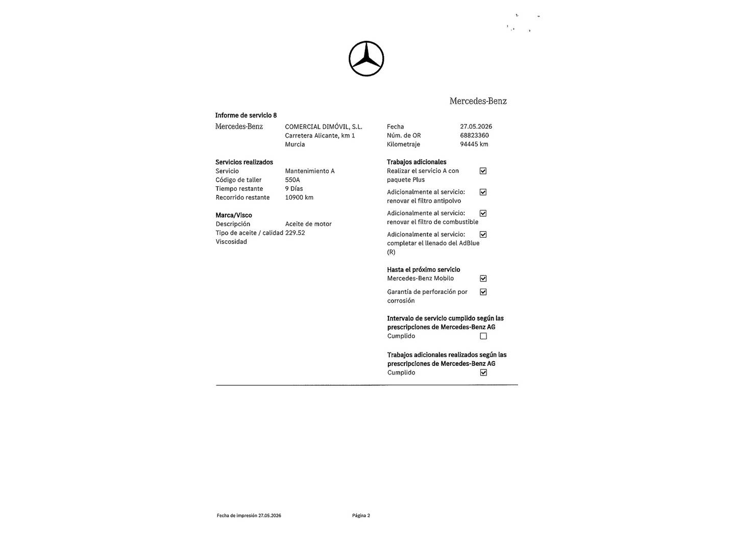 Foto del mantenimiento del Mercedes Clase C Mercedes Clase C Coupe 220 d (170 CV) Pack AMG