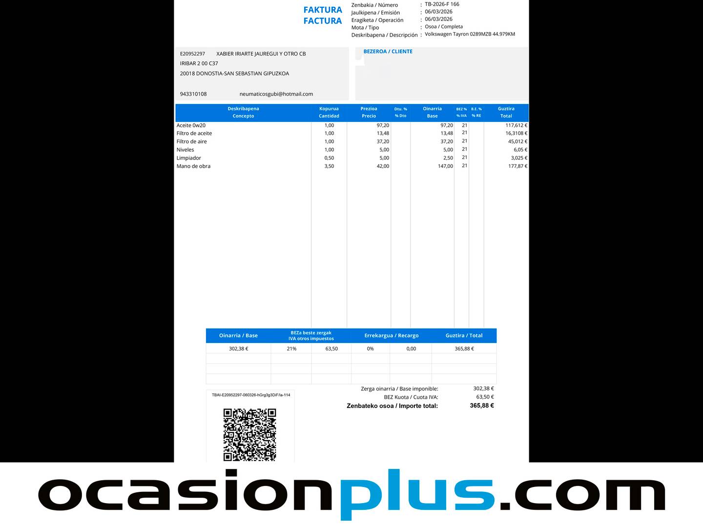 Foto del mantenimiento del Volkswagen Tayron Volkswagen Tayron R-Line 1.5 eTSI  (150 CV) DSG