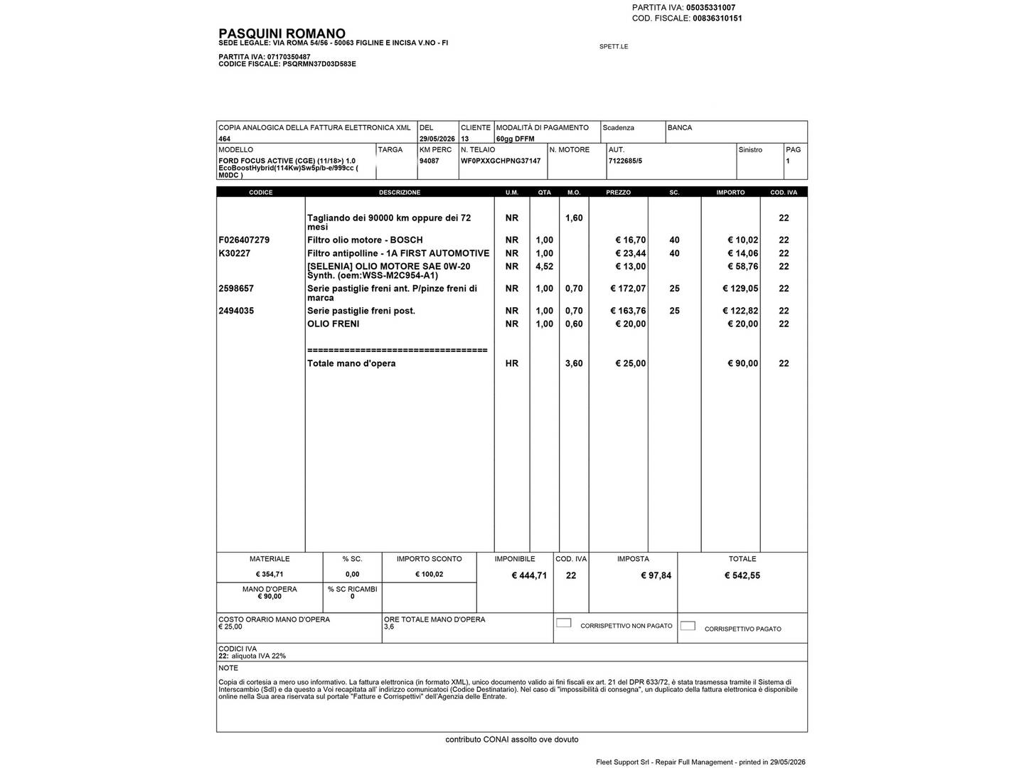 Foto del mantenimiento del Ford Focus Ford Focus 1.0 Ecoboost MHEV ST-Line Auto SB