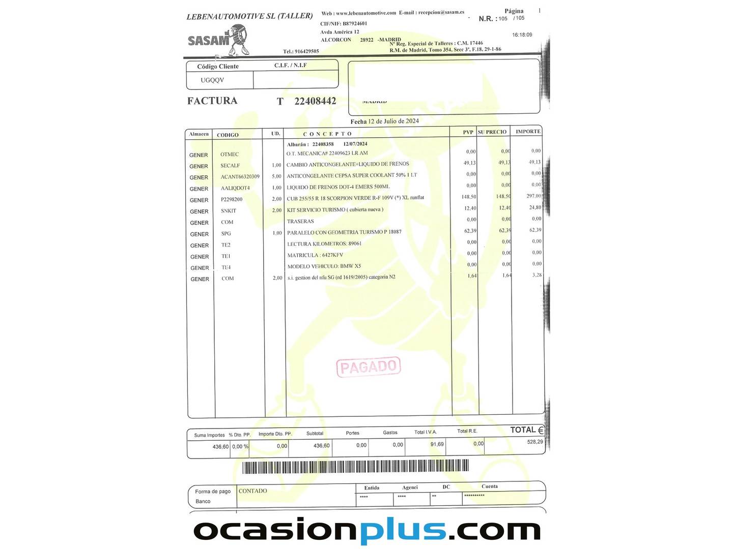 Foto del mantenimiento del BMW X5 BMW X5 xDrive30d (258 CV) 7 Plazas