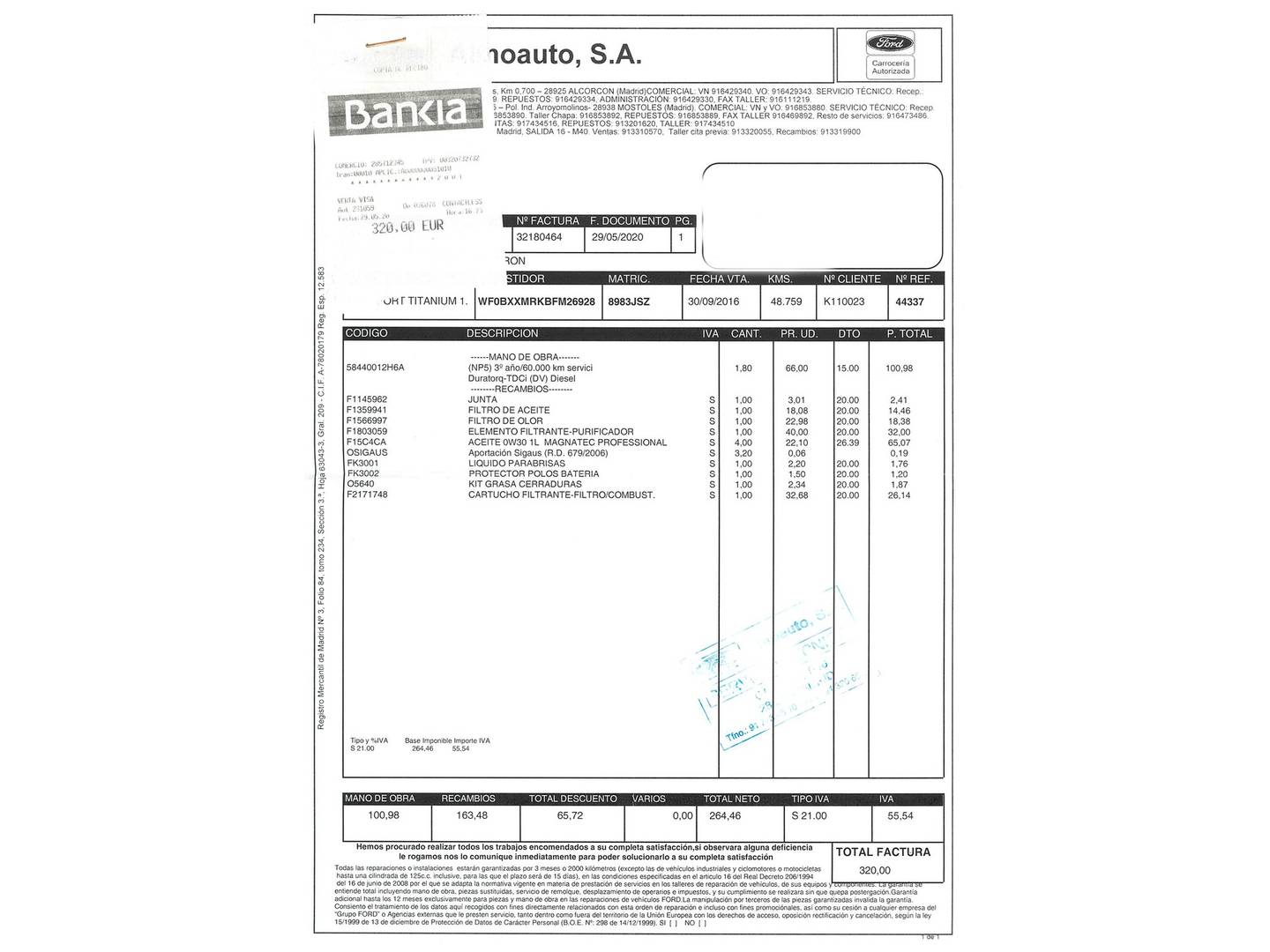 Foto del mantenimiento del Ford EcoSport Ford EcoSport 1.5 TDCi Titanium (95 CV)