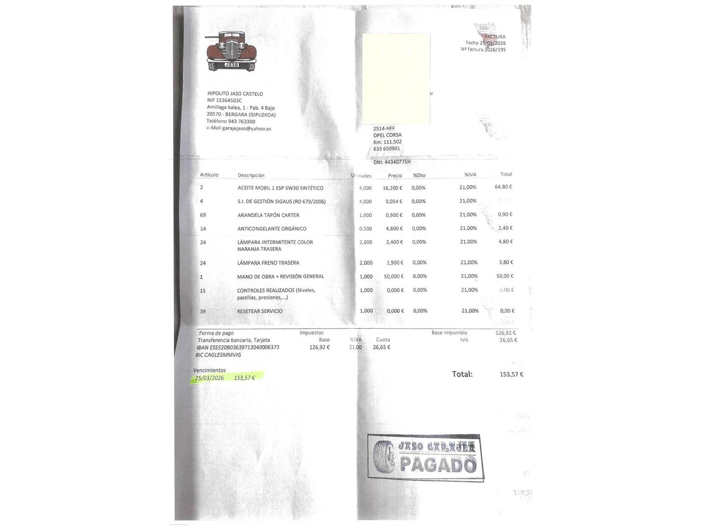 Foto del mantenimiento del Opel Corsa Opel Corsa 1.2 C'Mon (85 CV)