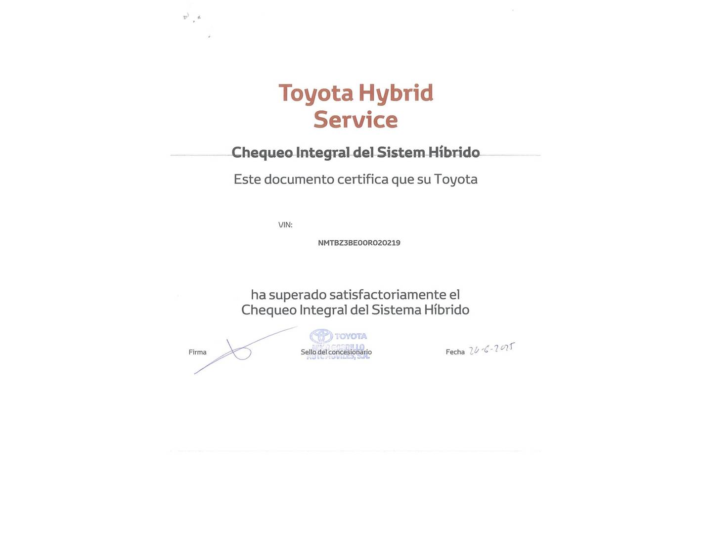 Foto del mantenimiento del Toyota Corolla Toyota Corolla 1.8 125H Business Plus E-CVT (122 CV)