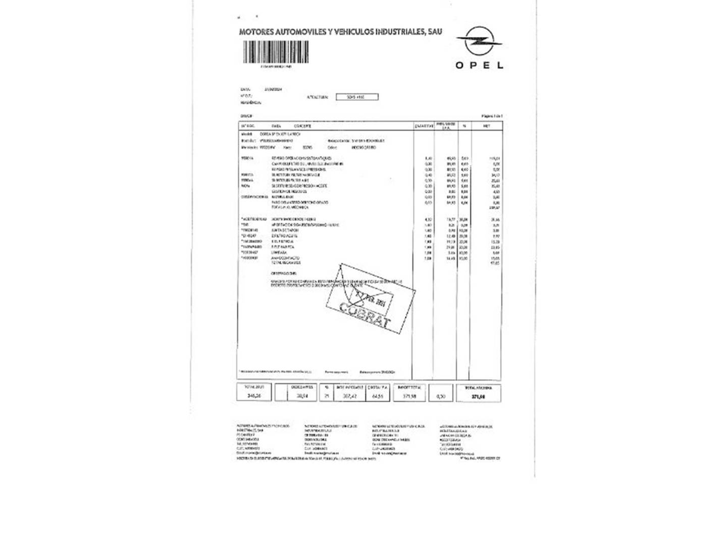 Foto del mantenimiento del Opel Corsa Opel Corsa 1.4 Enjoy (90 CV)