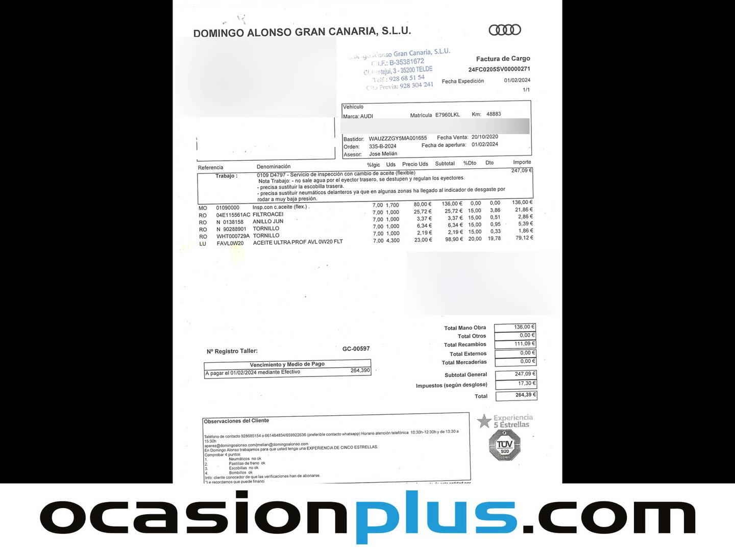 Foto del mantenimiento del Audi A3 Audi A3 Sportback S line 35 TFSI (150 CV)