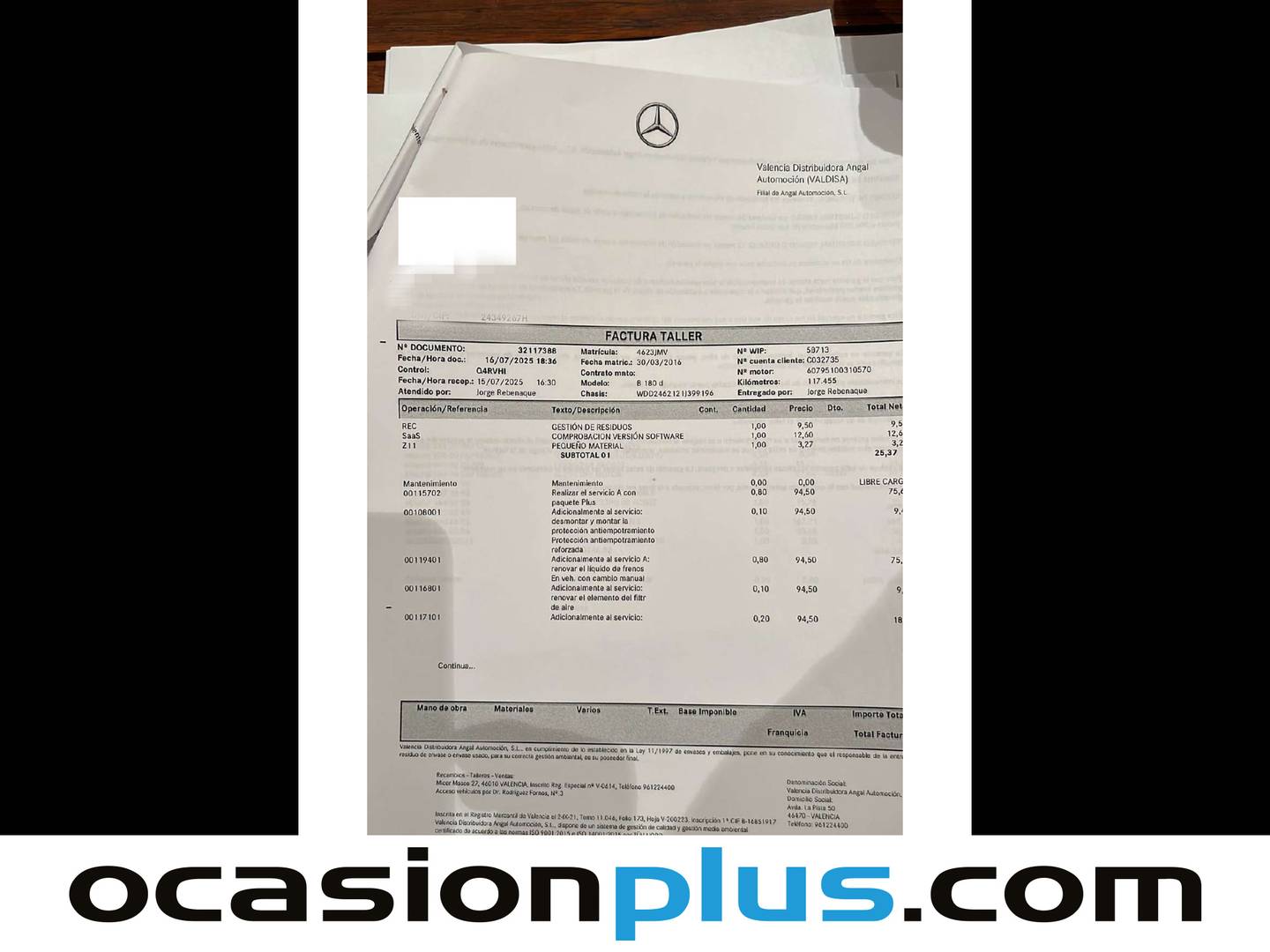 Foto del mantenimiento del Mercedes Clase B Mercedes-Benz Clase B 180 d (109 CV)