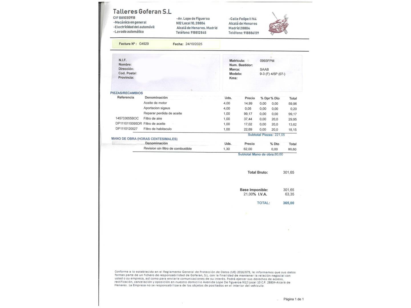 Foto Saab 9-3 Saab 9-3 1.9 TiD Vector (150 CV)