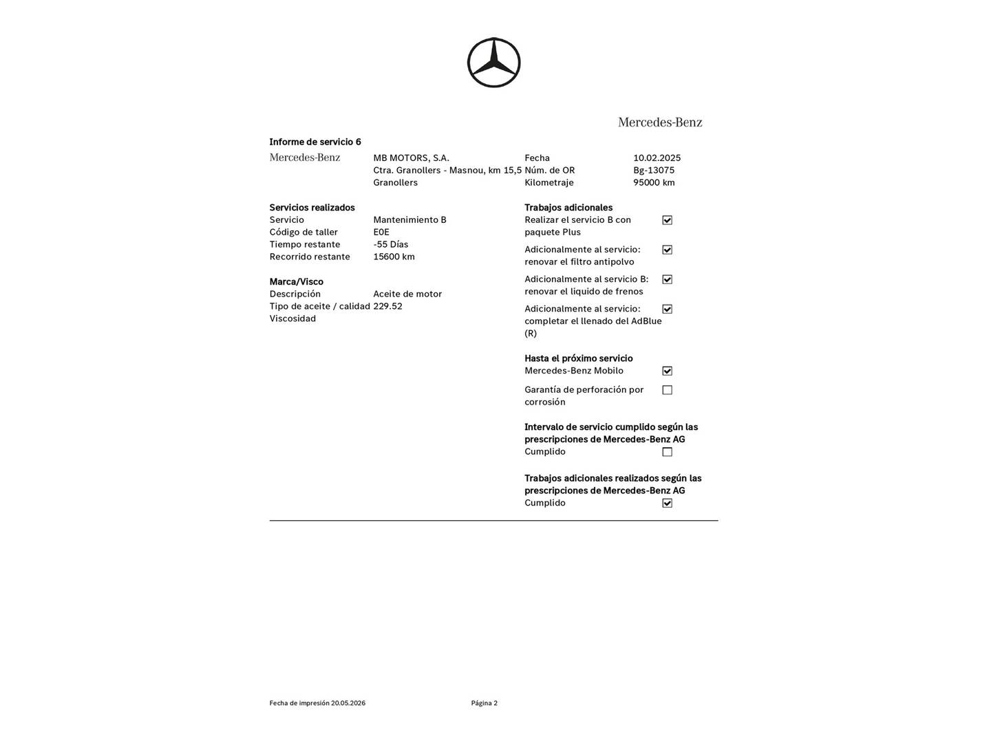 Foto del mantenimiento del Mercedes Clase C Mercedes Clase C 250 d 4MATIC AMG Line (204 CV)