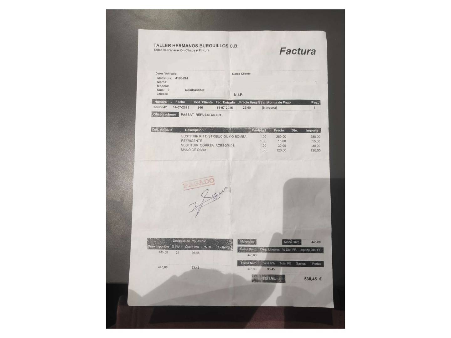 Foto del mantenimiento del Volkswagen Passat Volkswagen Passat Advance 2.0 TDI BMT (150 CV)