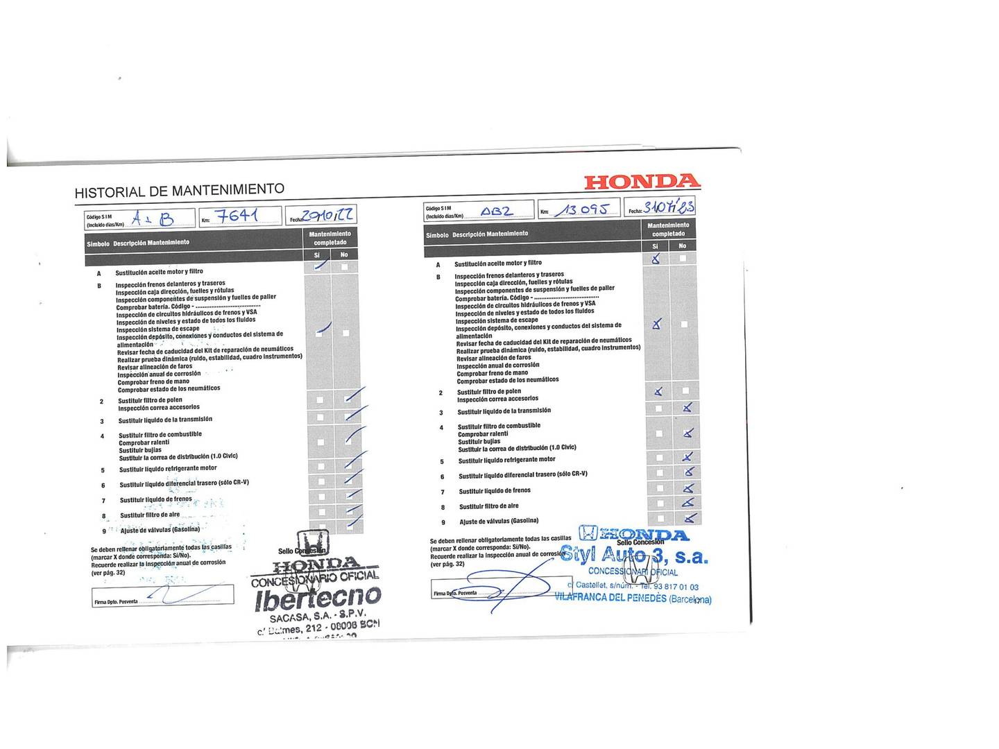 Foto del mantenimiento del Honda Civic Honda Civic 1.0 I-VTEC TURBO Elegance Navi (126 CV)
