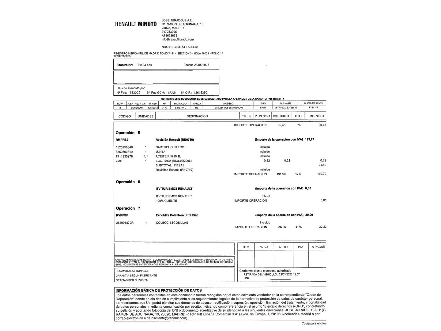 Foto del mantenimiento del Renault Clio Renault Clio Zen TCe (90 CV)