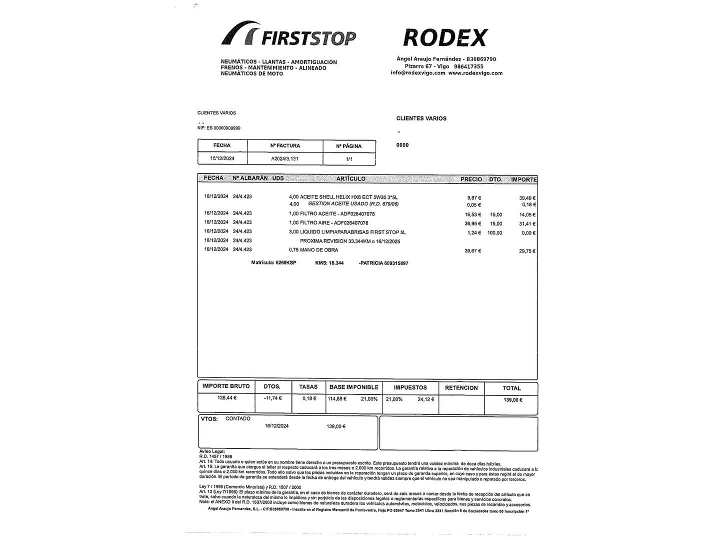 Foto del mantenimiento del Ford Ka+ Ford Ka+ 1.2 Ti-VCT Active (85 CV)