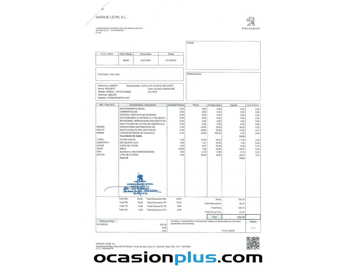 Foto del mantenimiento del Peugeot 5008 Peugeot 5008 Allure 1.2 PureTech S&S (130 CV) 7 Plazas