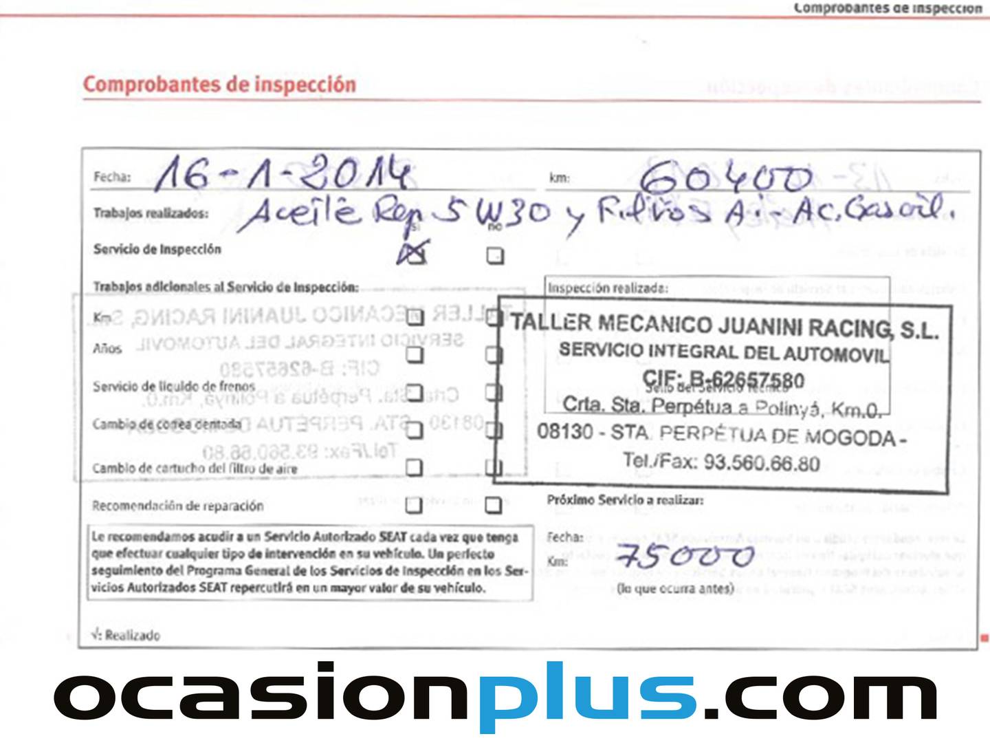 Foto del mantenimiento del Seat Altea XL Seat Altea XL 1.6 TDI E-Ecomotive Style (105 CV)