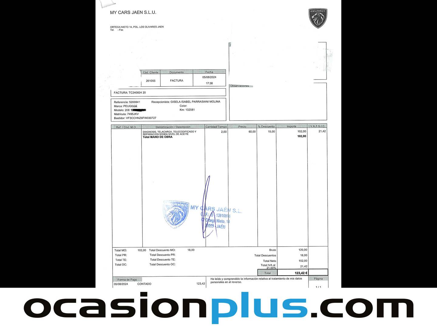 Foto del mantenimiento del Peugeot 208 Peugeot 208 1.2L PureTech Allure (110 CV)