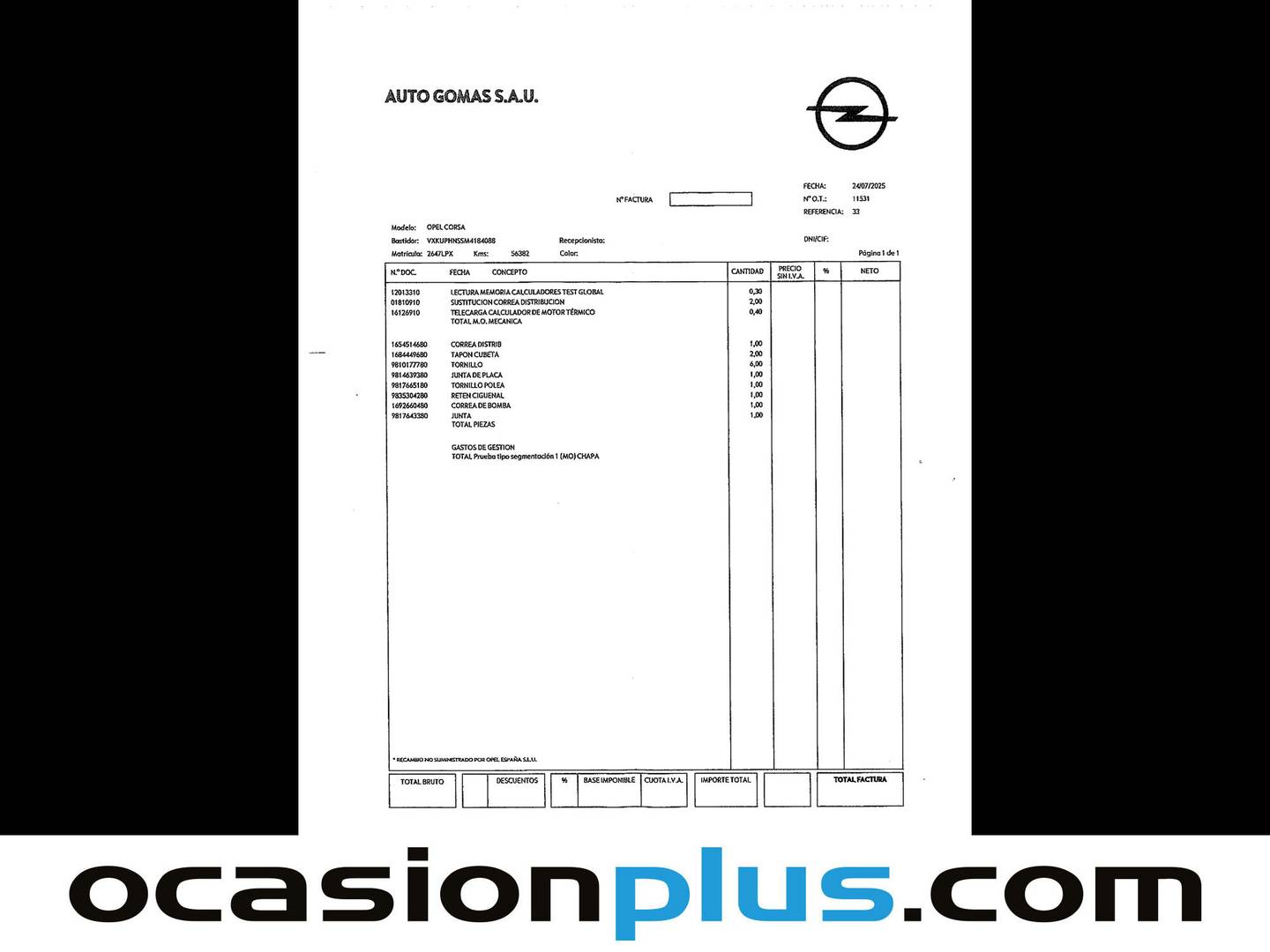 Foto del mantenimiento del Opel Corsa Opel Corsa 1.2 Turbo XHL GS-Line + Auto (130 CV)