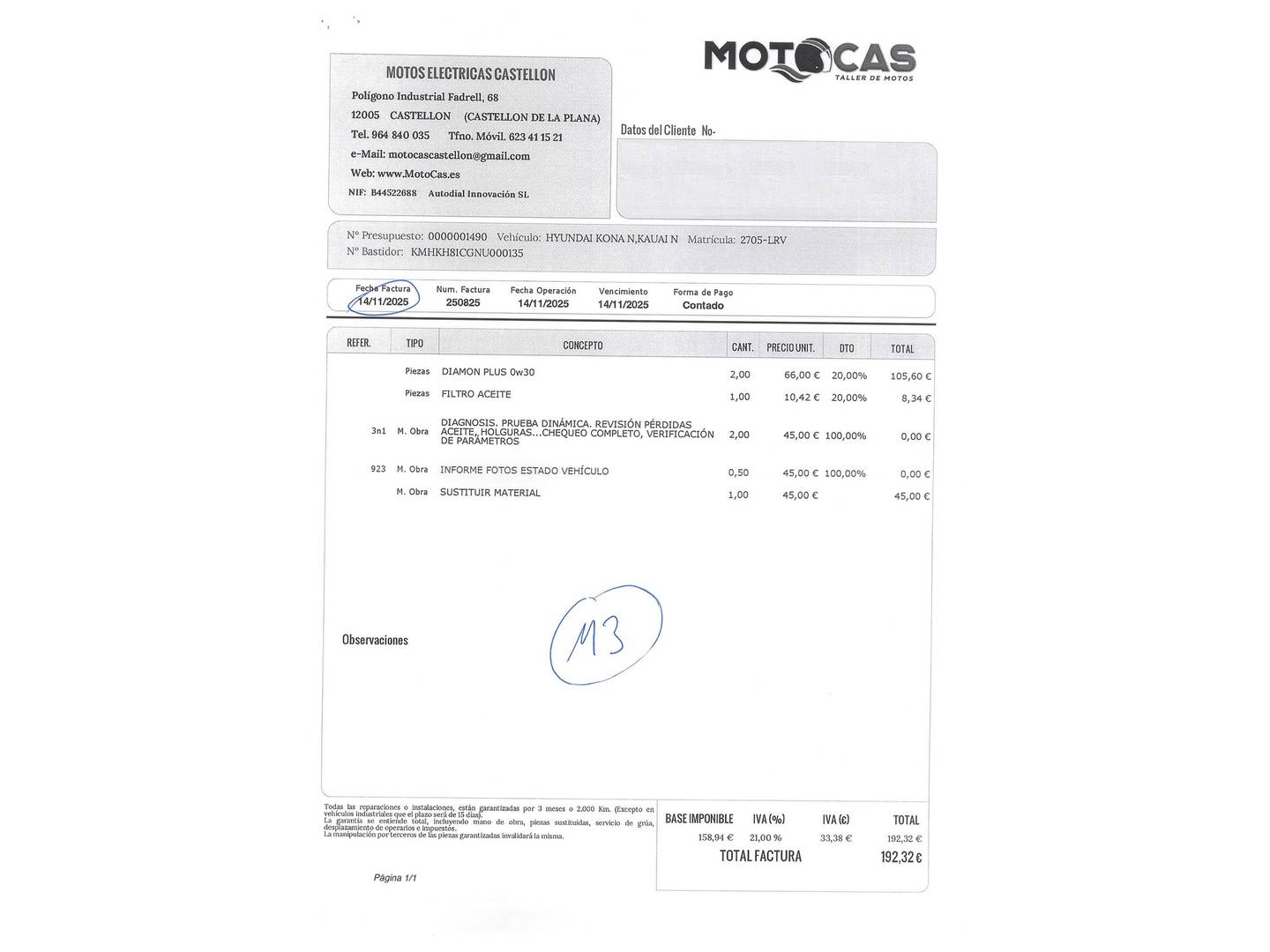 Foto del mantenimiento del Hyundai Kona Hyundai Kona 2.0 TGDI N DCT (280 CV)