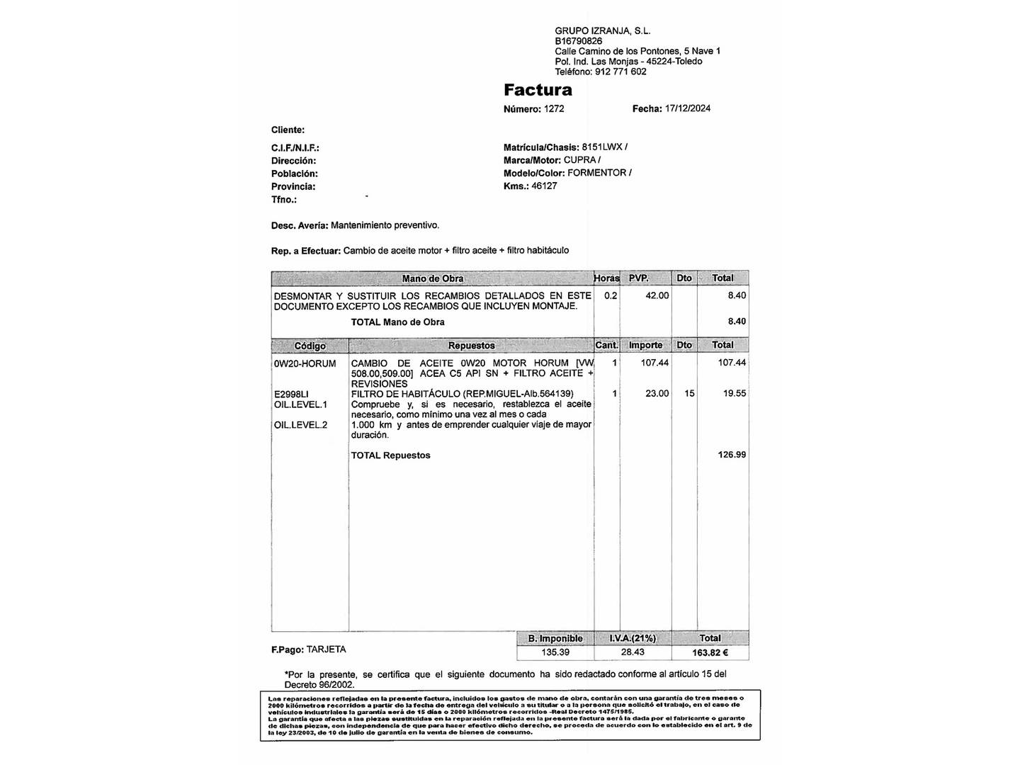 Foto Cupra Formentor CUPRA Formentor 1.5 TSI DSG (150 CV)