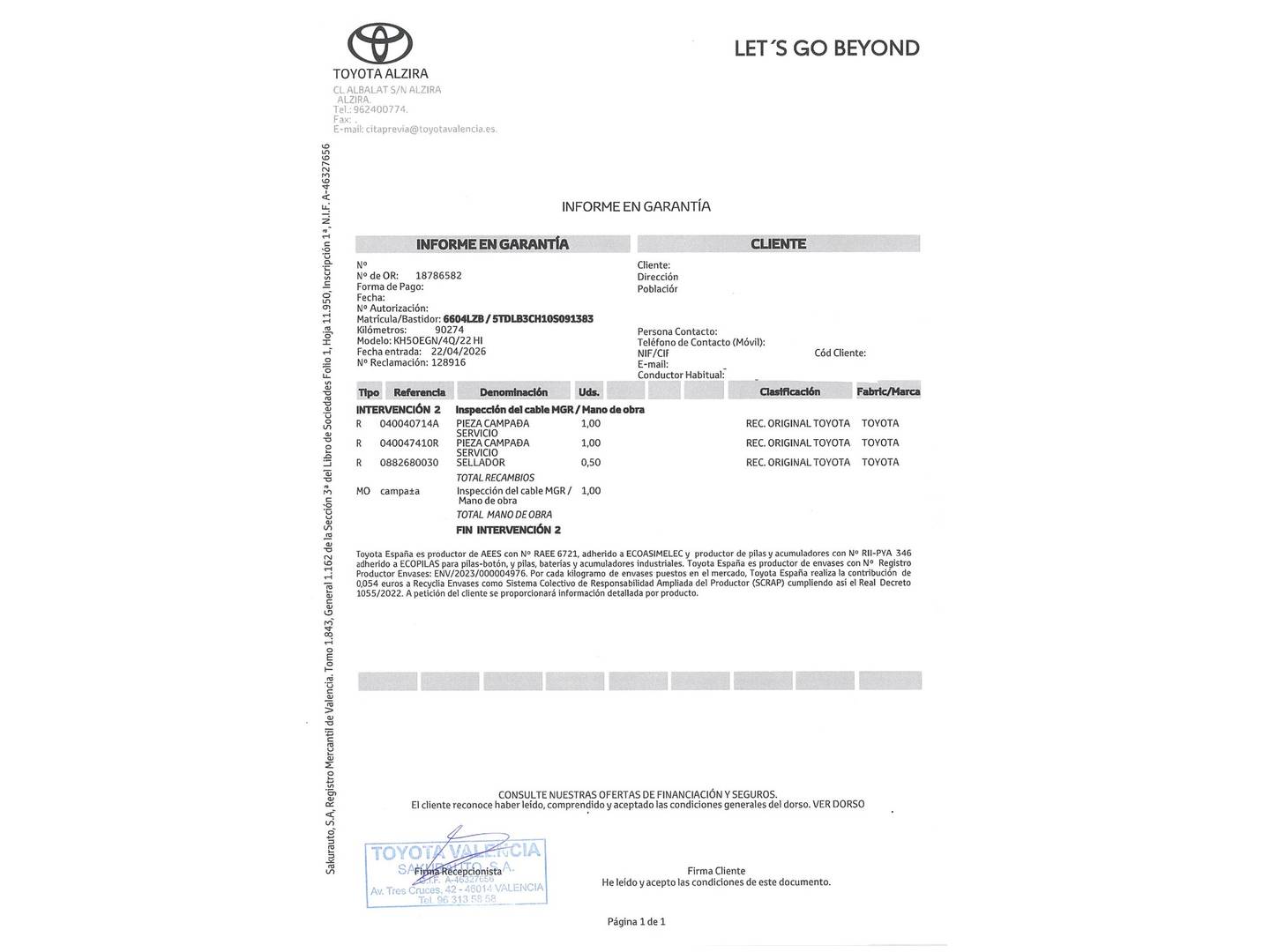 Foto del mantenimiento del Toyota Highlander Toyota Highlander 2.5 Luxury P. Metalizada