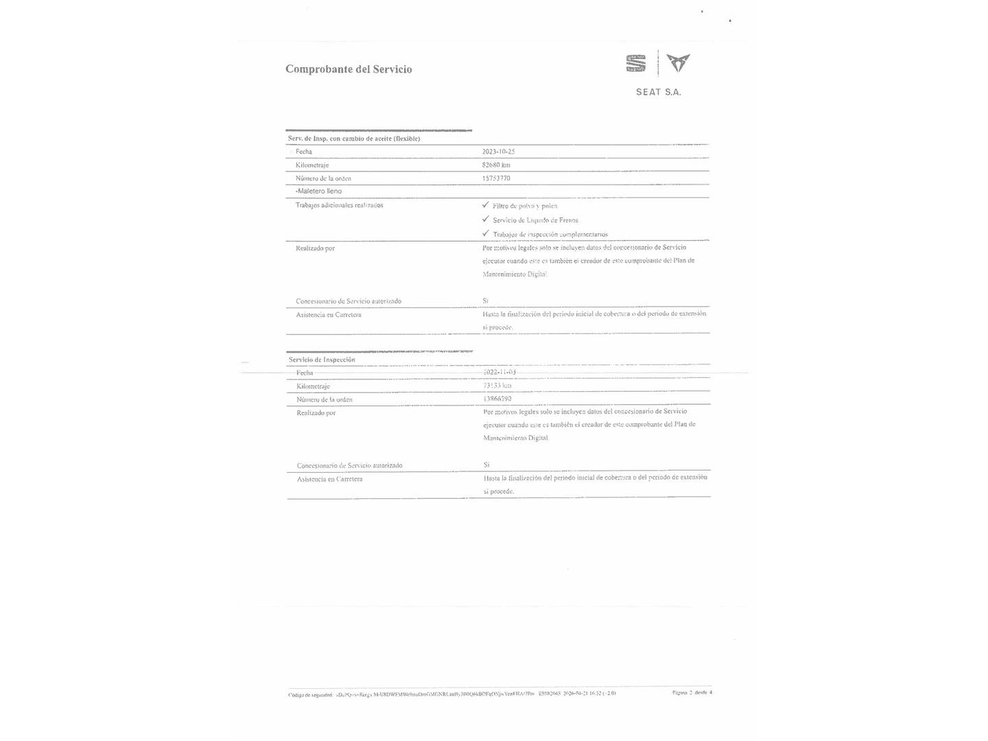 Foto del mantenimiento del Seat Arona Seat Arona 1.5 TSI S&S FR (150 CV)