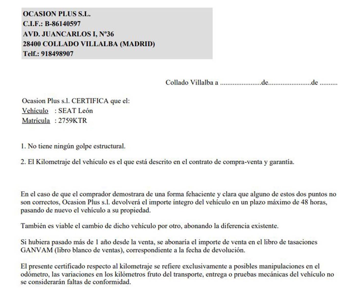 Foto del certificado del Seat León Seat León ST 2.0 EcoTSI S&S FR Edition Plus DSG (190 CV)