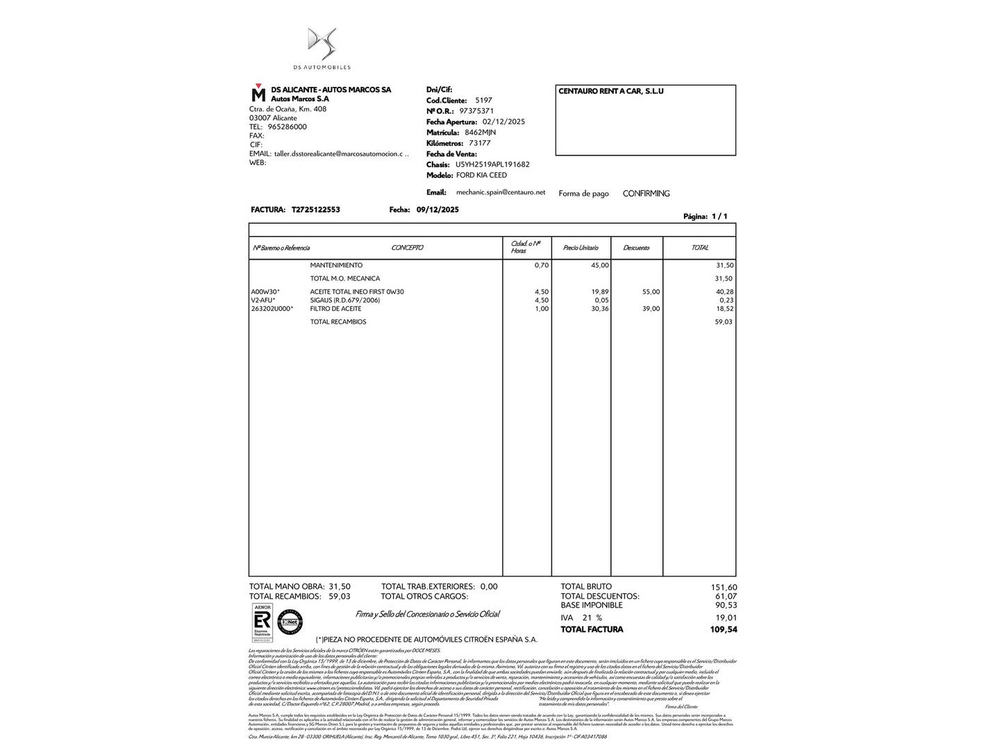 Foto del mantenimiento del KIA Ceed KIA Ceed 1.6 MHEV iMT Drive (136 CV)