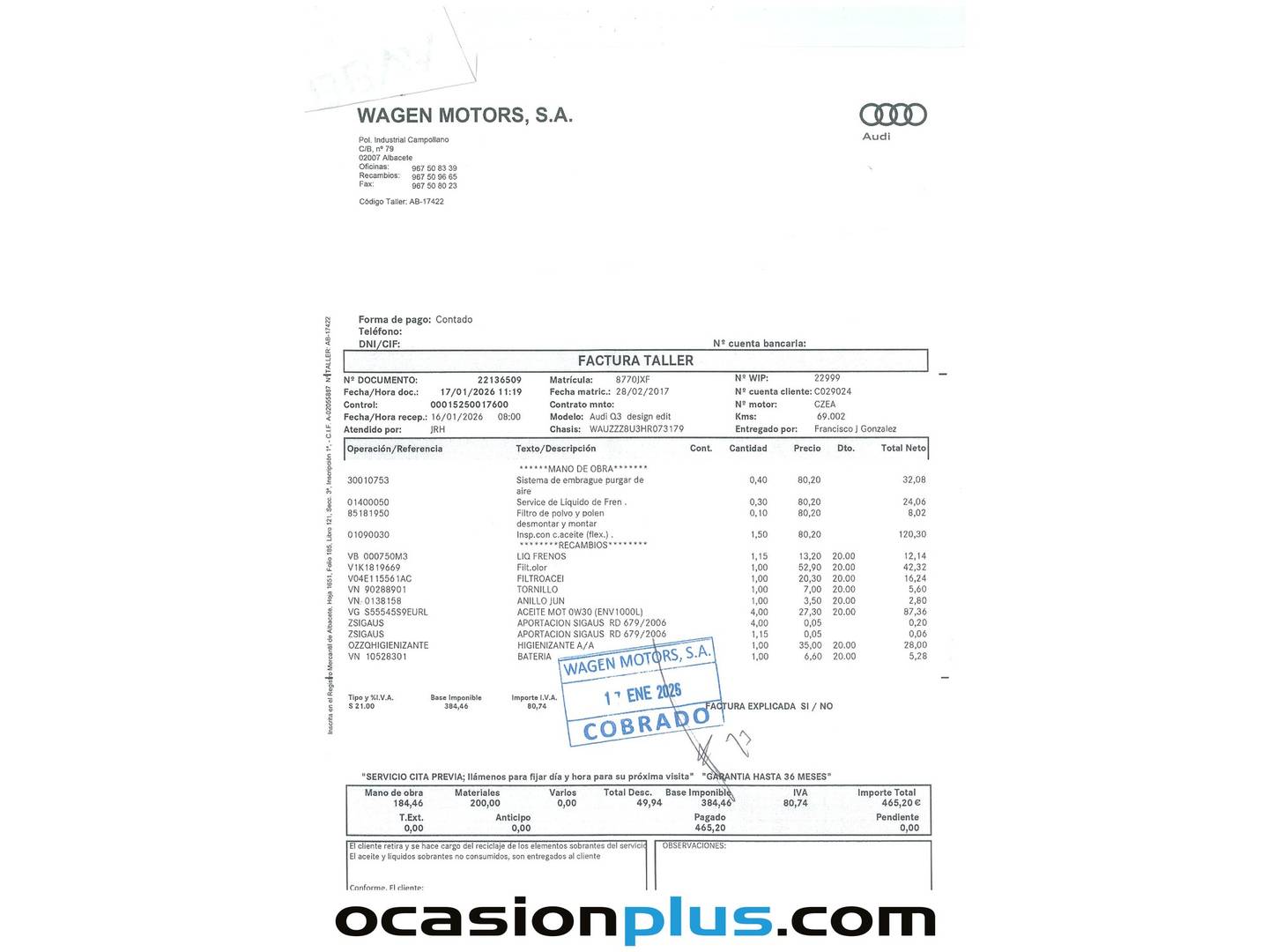 Foto del mantenimiento del Audi Q3 Audi Q3 design edition 1.4 TFSI ultra CoD (150 CV)