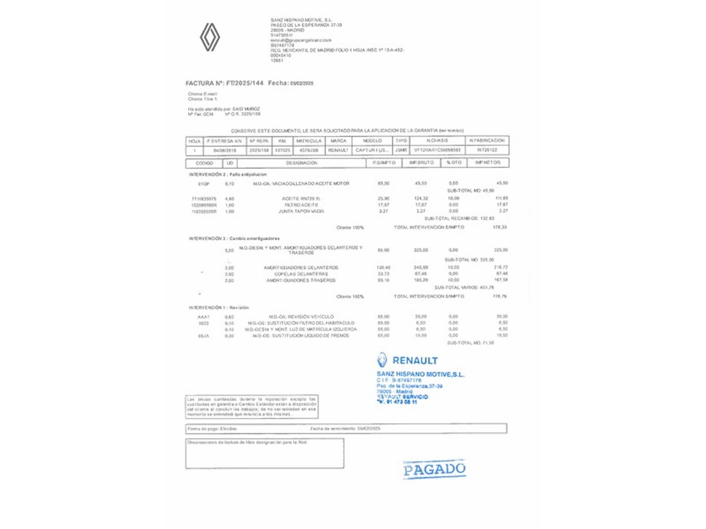 Foto del mantenimiento del Renault Captur Renault Captur Zen Energy dCi 110 (110 CV) eco2