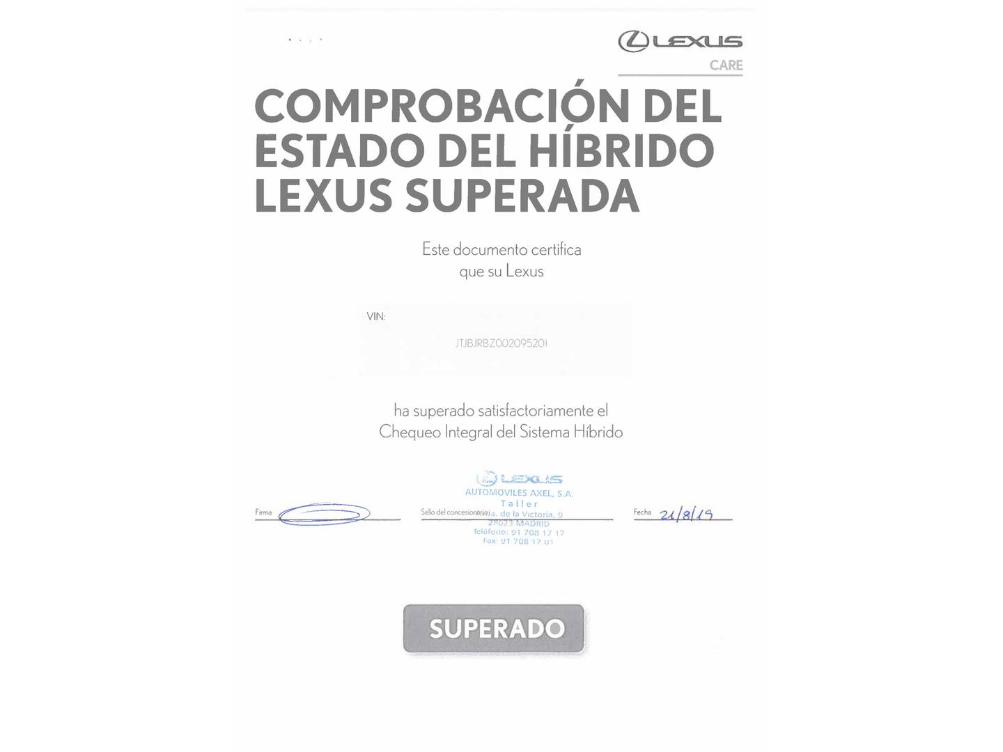 Foto del mantenimiento del Lexus NX Lexus NX NX 300h Luxury 4WD (197 CV)