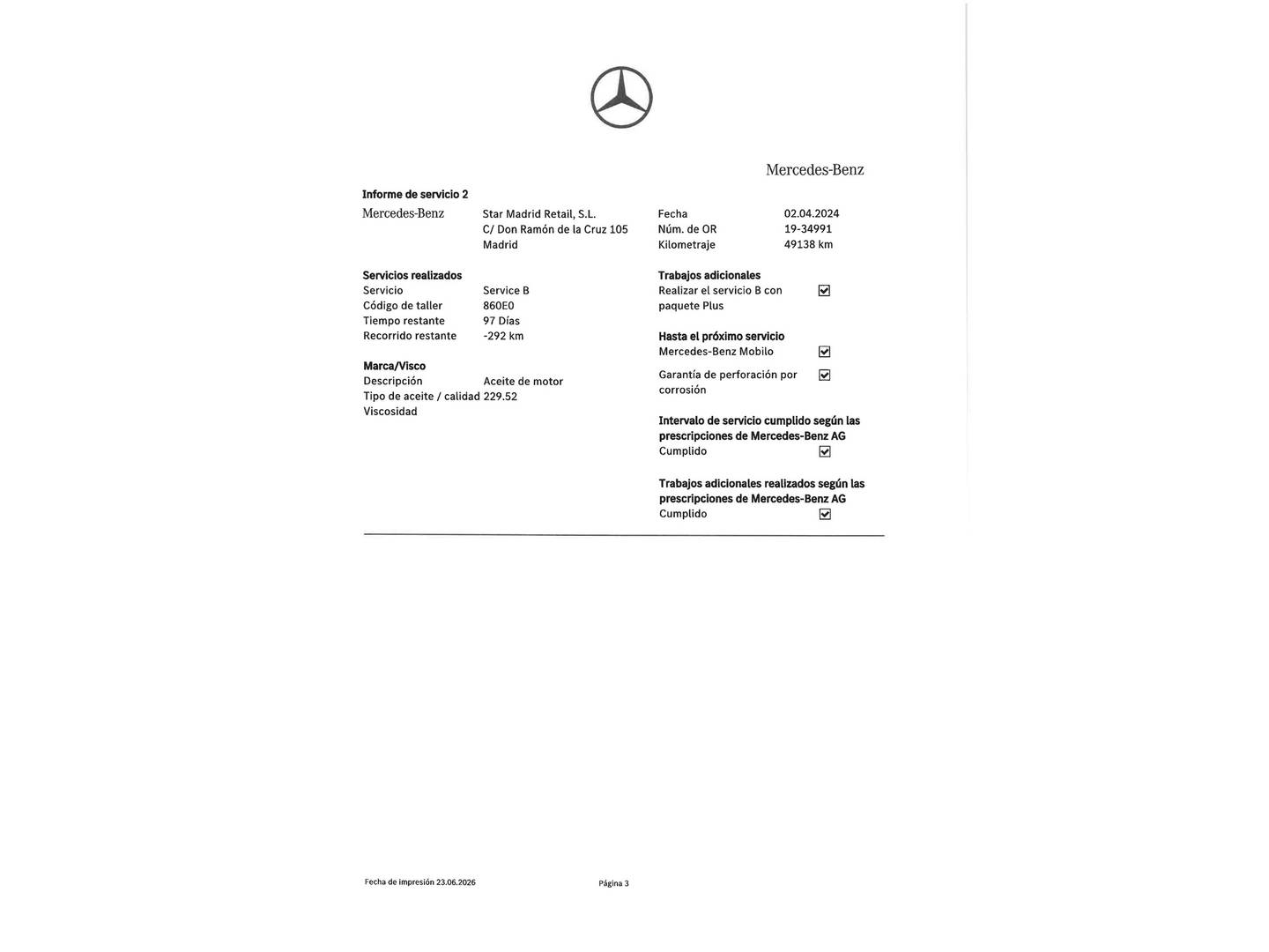 Foto del mantenimiento del Mercedes GLB Mercedes GLB 200 (163 CV)