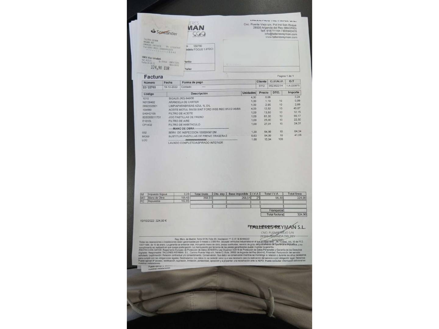 Foto del mantenimiento del Ford Focus Ford Focus 1.6 TDCI Trend+ (115 CV)