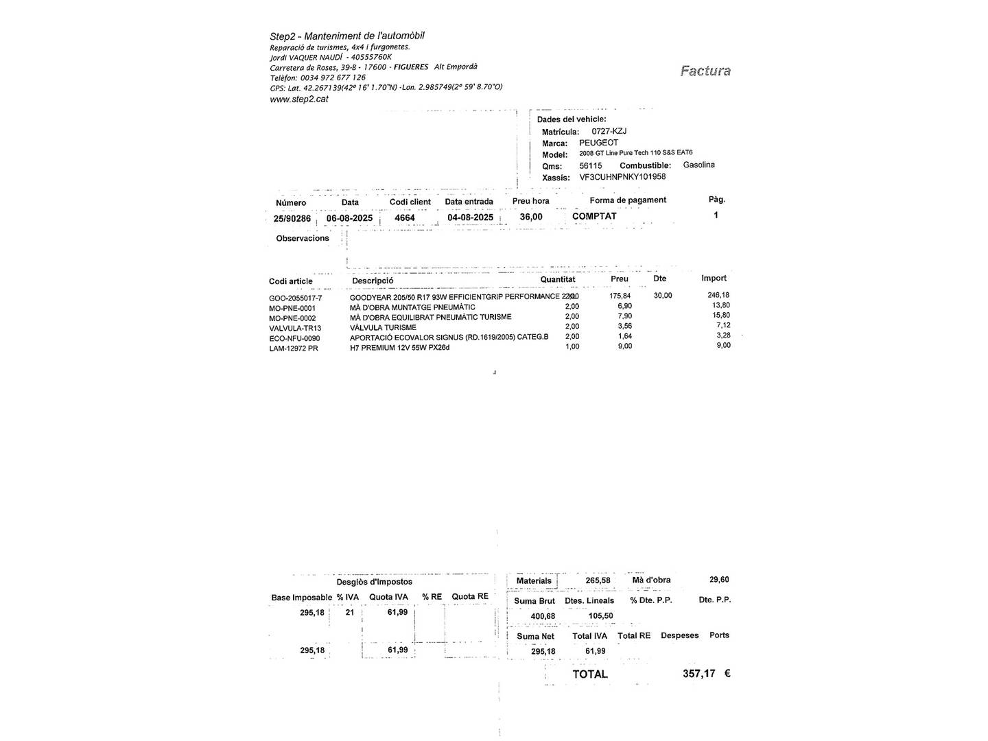 Foto del mantenimiento del Peugeot 2008 Peugeot 2008 PureTech 110 Allure EAT6 (110 CV)
