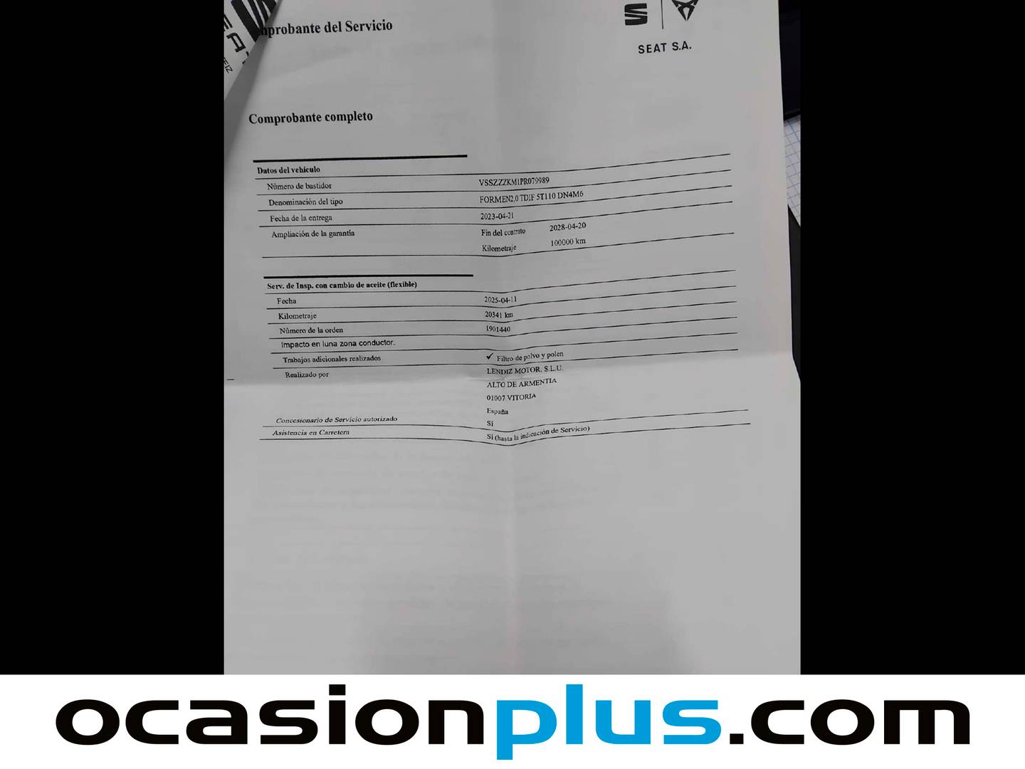 Foto del mantenimiento del Cupra Formentor CUPRA Formentor 2.0 TDI (150 CV)