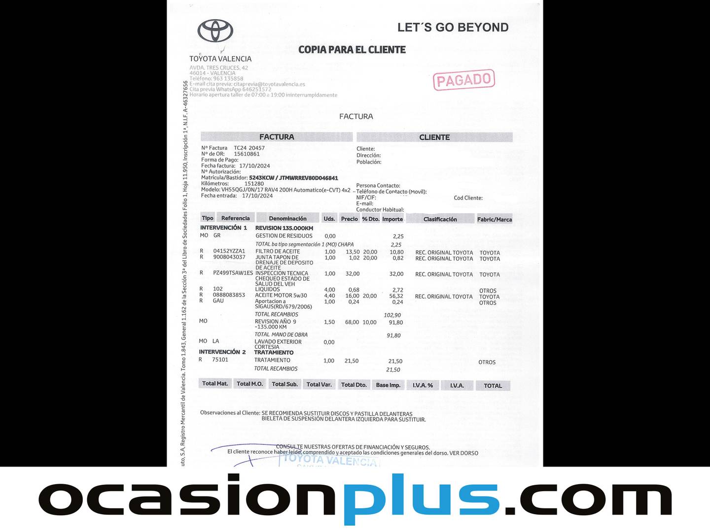 Foto del mantenimiento del Toyota Rav4 Toyota Rav4 2.5l hybrid Feel! 2WD (197 CV)