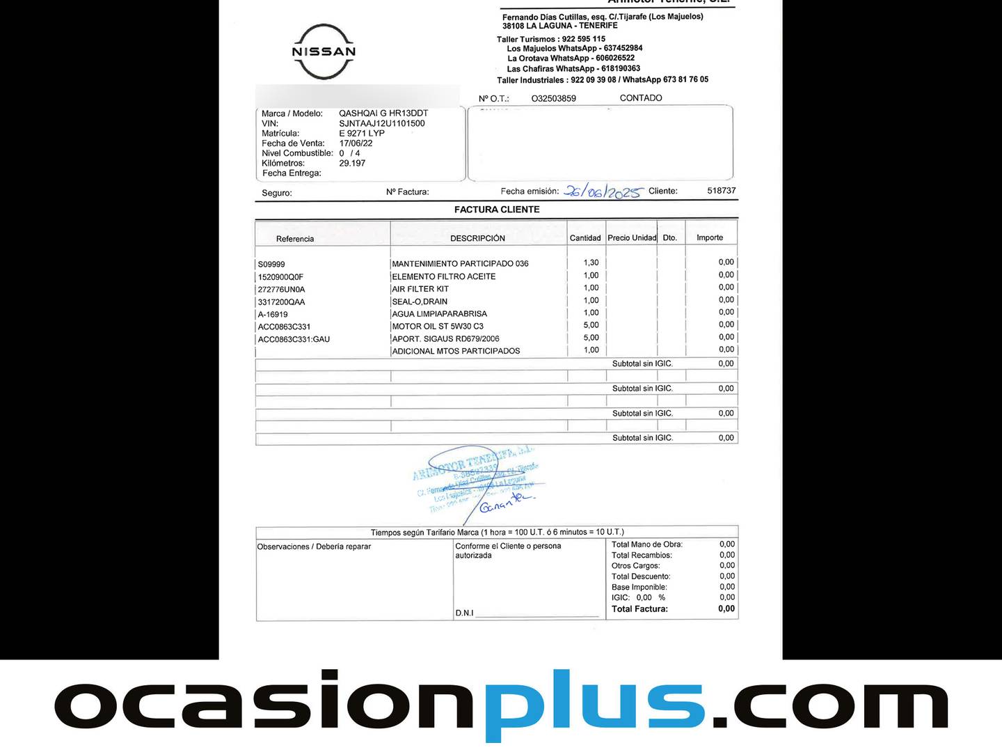 Foto del mantenimiento del Nissan QASHQAI Nissan Qashqai DIG-T 140 N-Connecta (140 CV)