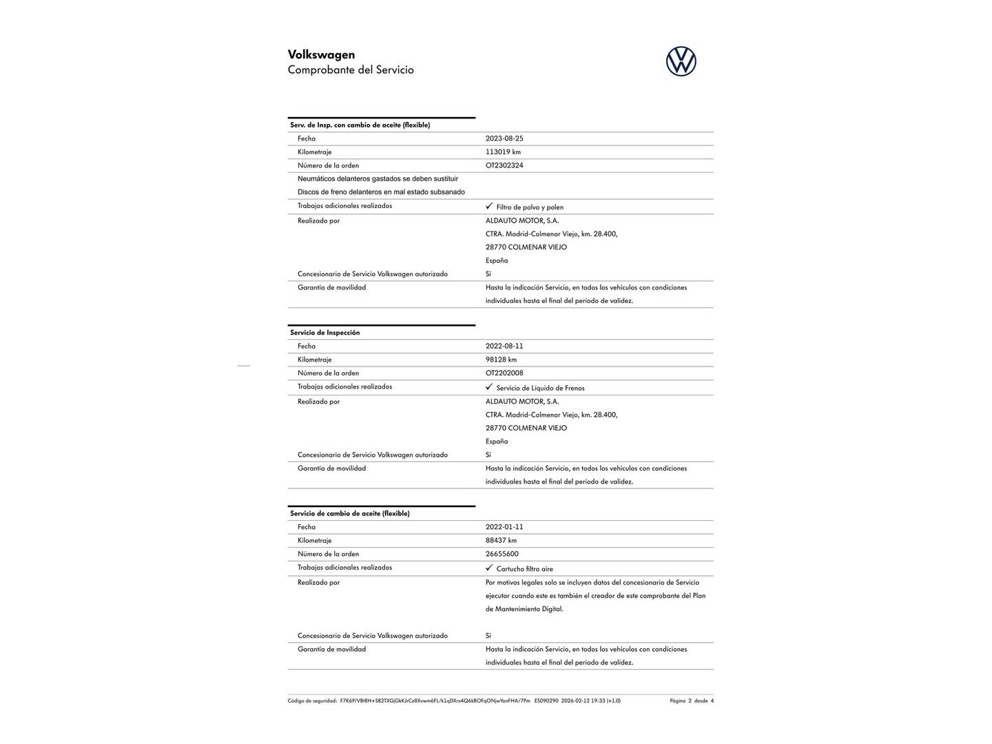 Foto del mantenimiento del Volkswagen Golf Volkswagen Golf Advance 1.4 TSI (125 CV) DSG