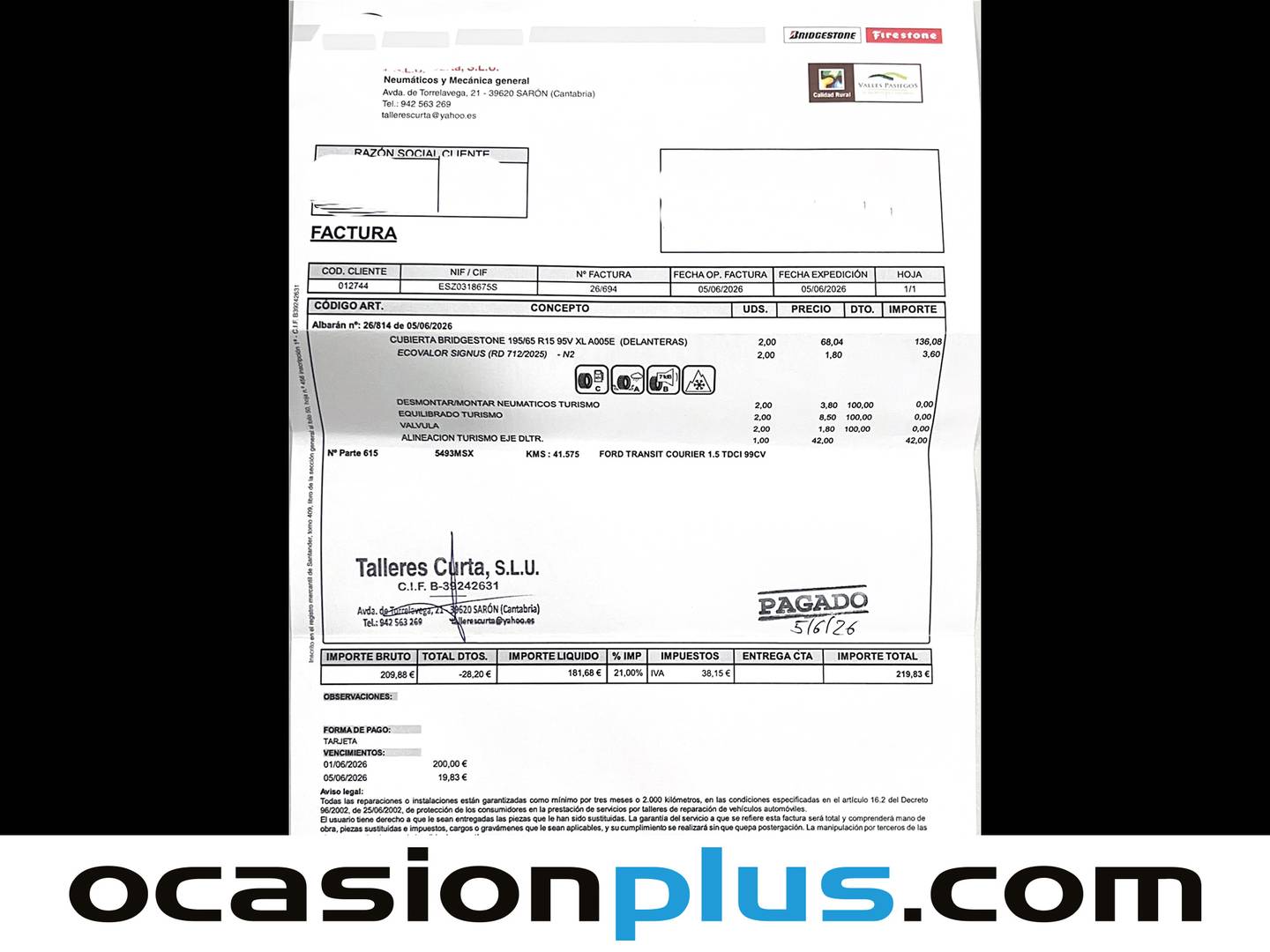 Foto del mantenimiento del Ford Transit Courier Ford Transit Courier Furgon 1.0 EcoBoost Trend (100 CV)