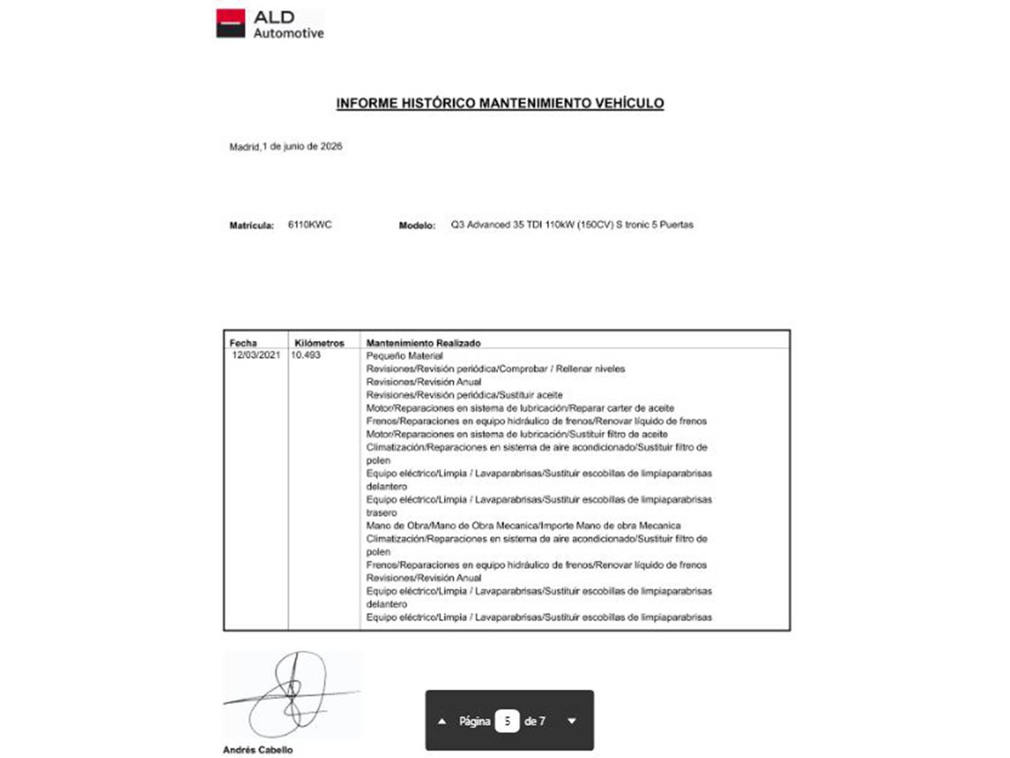 Foto del mantenimiento del Audi Q3 Audi Q3 35 TDI  Advanced (150 CV) S tronic