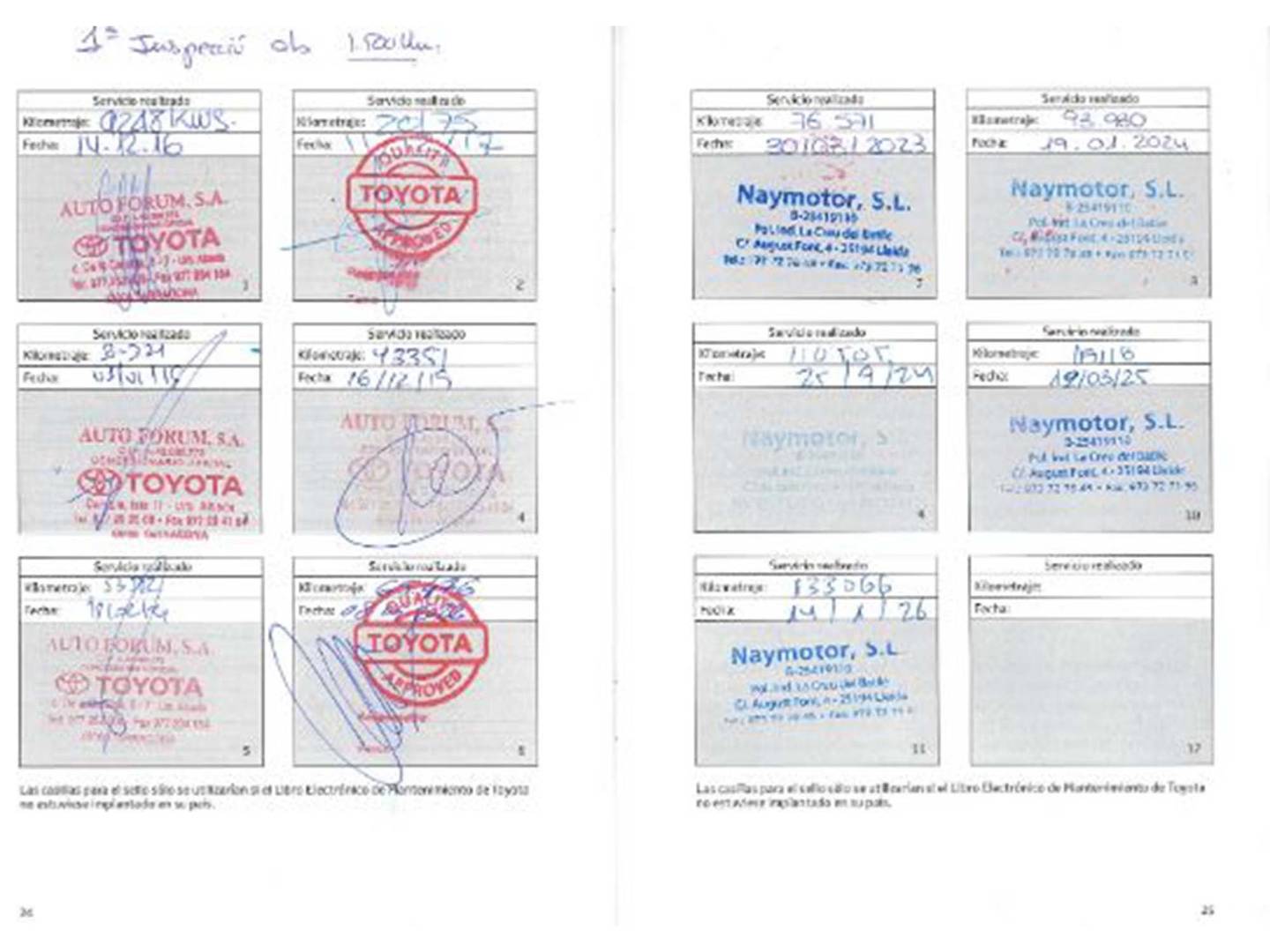 Foto del mantenimiento del Toyota Auris Toyota Auris 140H Hybrid Touring Sports Business (136 CV)