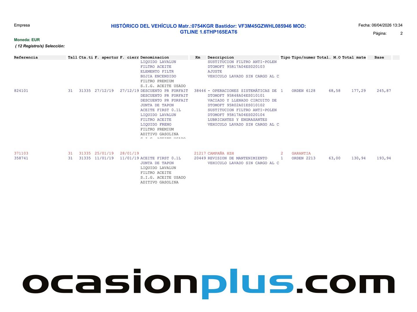 Foto del mantenimiento del Peugeot 5008 Peugeot 5008 1.6L THP GT Line EAT6 (165 CV) 7 Plazas