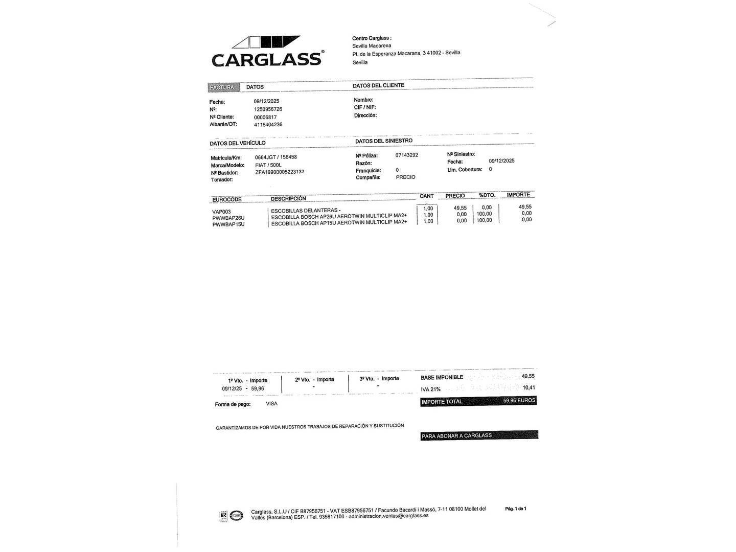 Foto del mantenimiento del Fiat 500L Fiat 500L 1.4 Pop Star (95 CV)