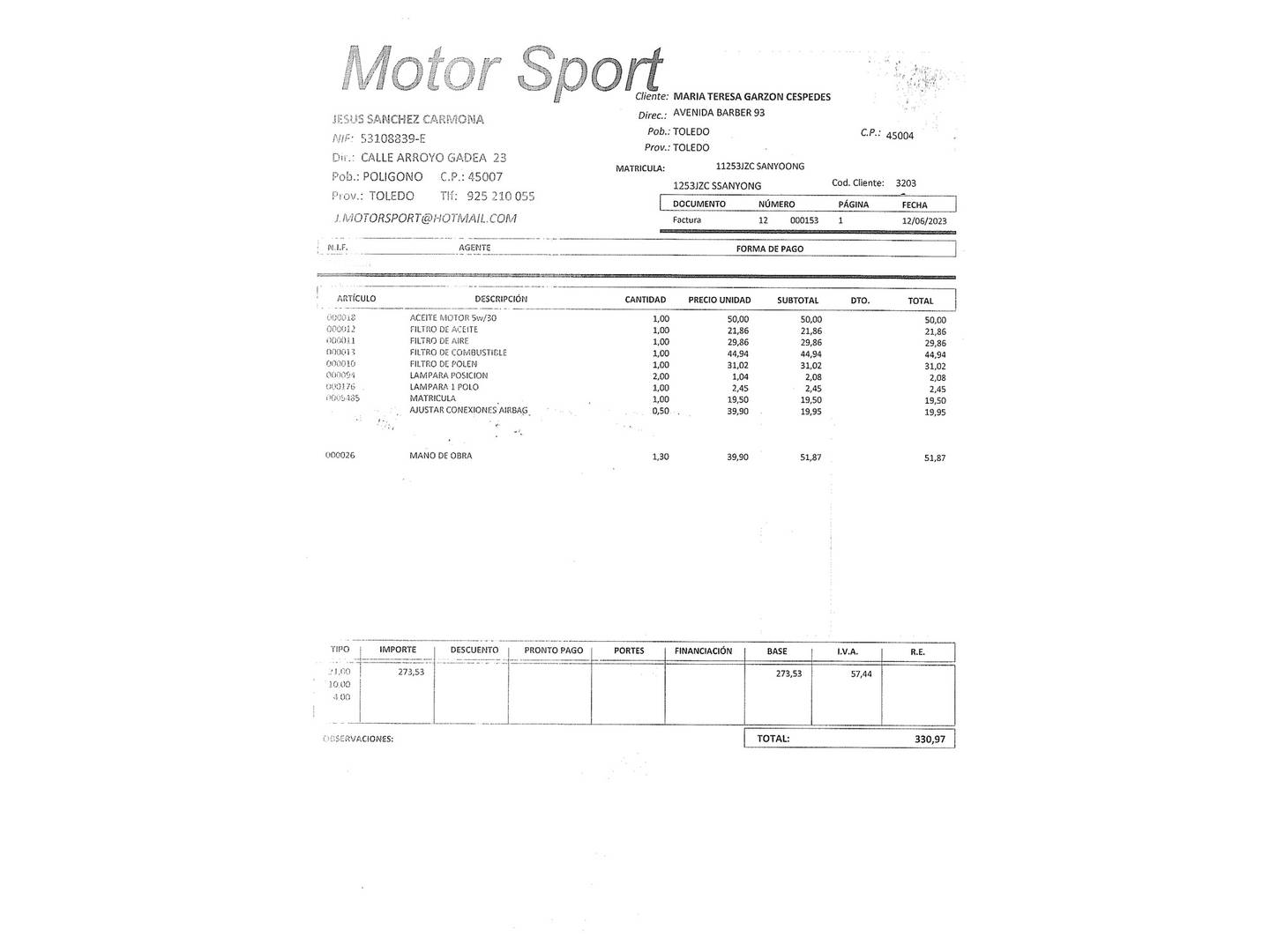 Foto del mantenimiento del SsangYong Rodius SsangYong Rodius D22T Premium (178 CV) 7 plazas